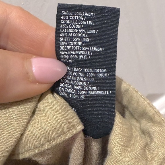 FREE PEOPLE Pleated Linen Blend Wide Leg Trousers in Tan and Pink Pinstripe 4 - Picture 3 of 5